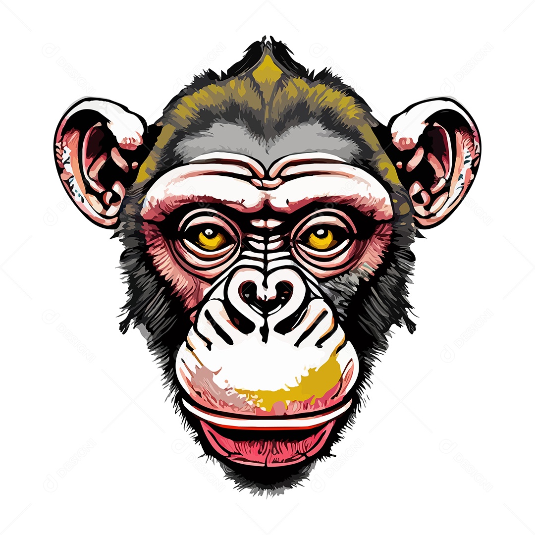 Design De Camiseta Com Rosto De Macaco Ilustração De Arte Vetor EPS