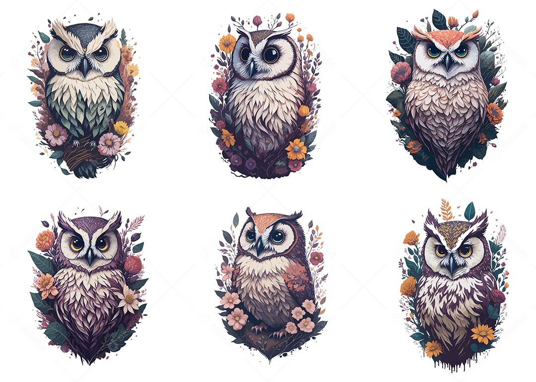 Ilustração De Mascote Coruja EPS Editável