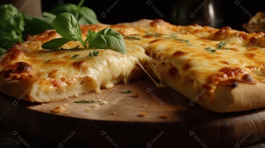 Deliciosa pizza italiana, coberta com queijo derretido e uma variedade de outros ingredientes saborosos – o prato de fast food perfeito.