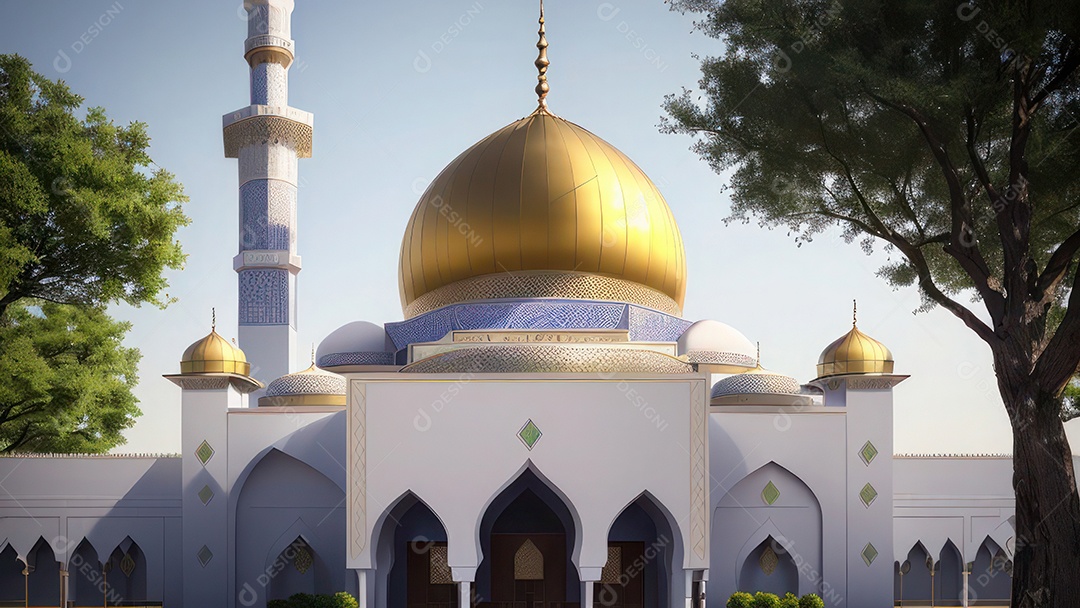 Imagem realista de uma mesquita com um portão no meio generativo ai.