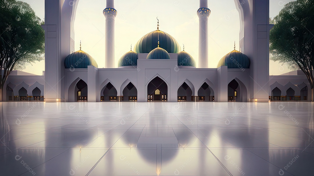 Imagem realista de uma mesquita com um portão no meio generativo ai.