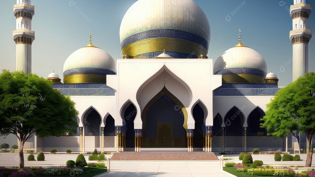 Imagem realista de uma mesquita com um portão no meio generativo ai.