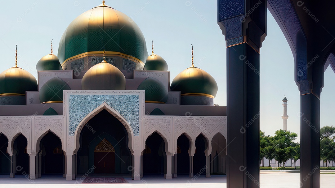 Imagem realista de uma mesquita com um portão no meio generativo ai.