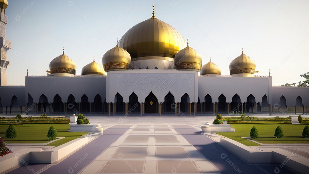 Imagem realista de uma mesquita com um portão no meio generativo ai.