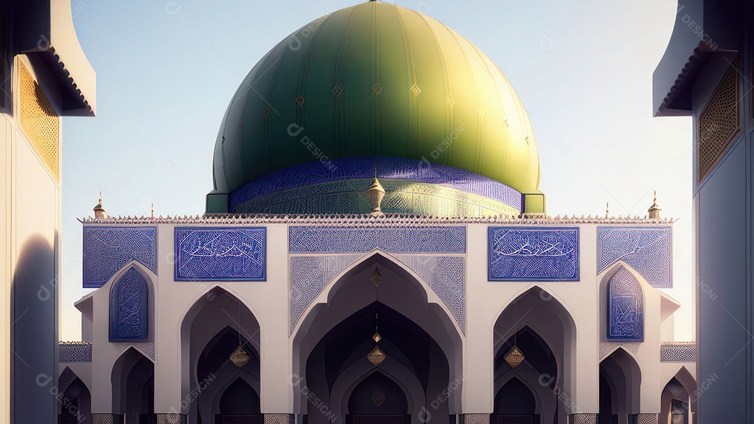 Imagem realista de uma mesquita com um portão no meio generativo ai.