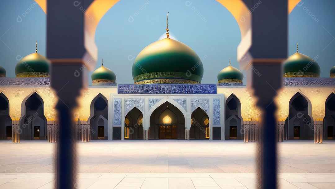 Imagem realista de uma mesquita com um portão no meio generativo ai.