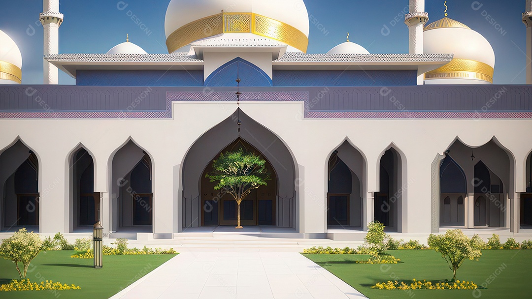 Imagem realista de uma mesquita com um portão no meio generativo ai.