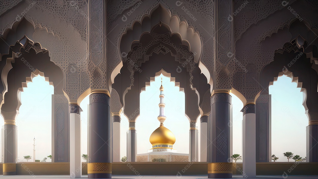 Imagem realista de uma mesquita com um portão no meio generativo ai.