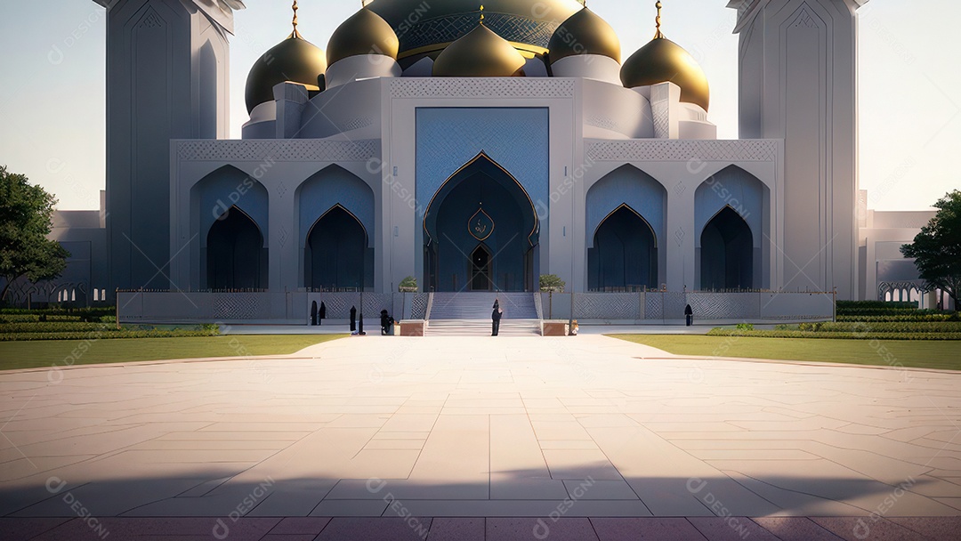 Imagem realista de uma mesquita com um portão no meio generativo ai.