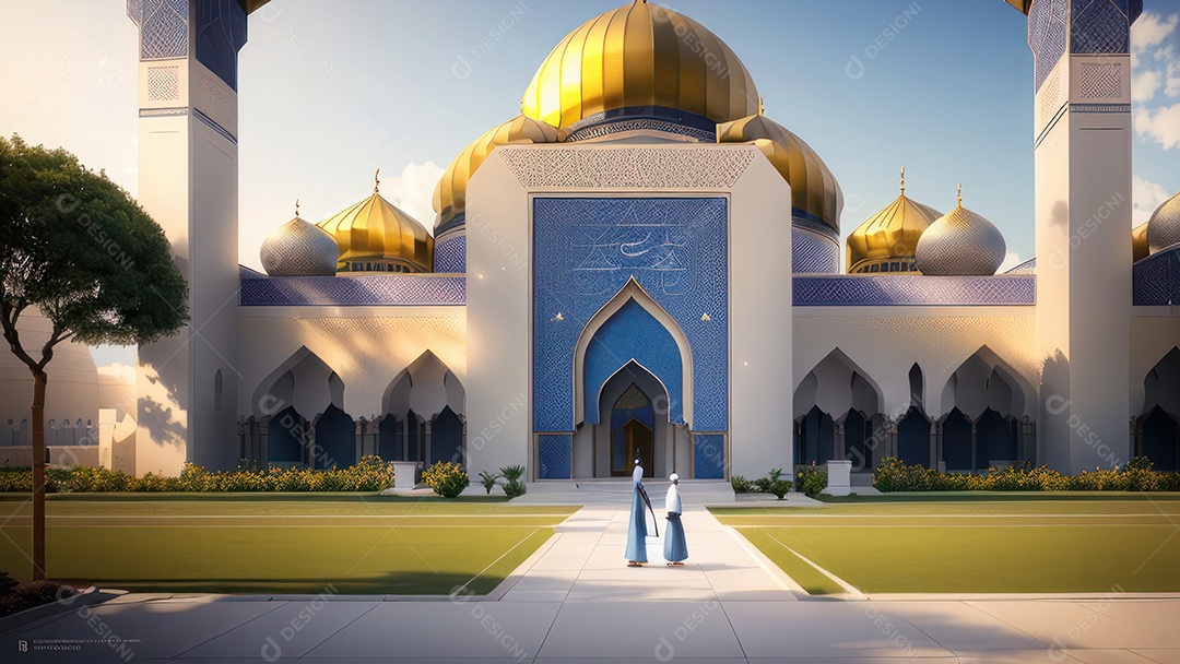 Imagem realista de uma mesquita com um portão no meio generativo ai.