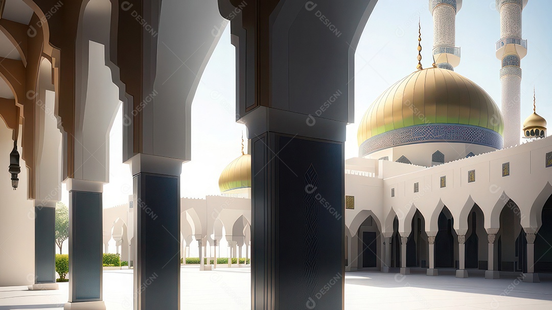 Imagem realista de uma mesquita com um portão no meio generativo ai.