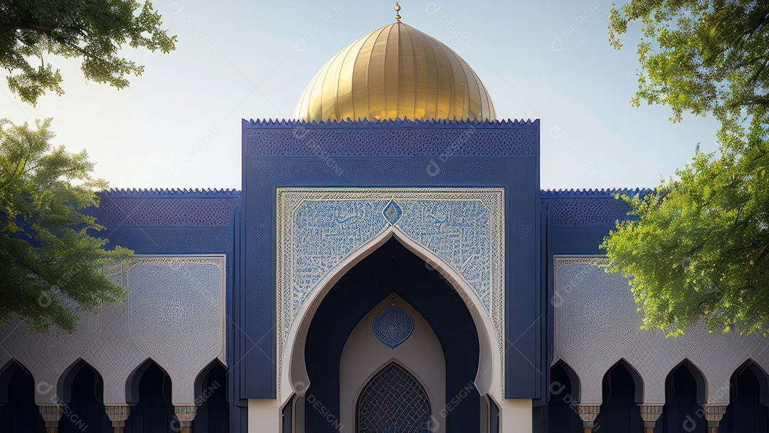 Imagem realista de uma mesquita com um portão no meio generativo ai.
