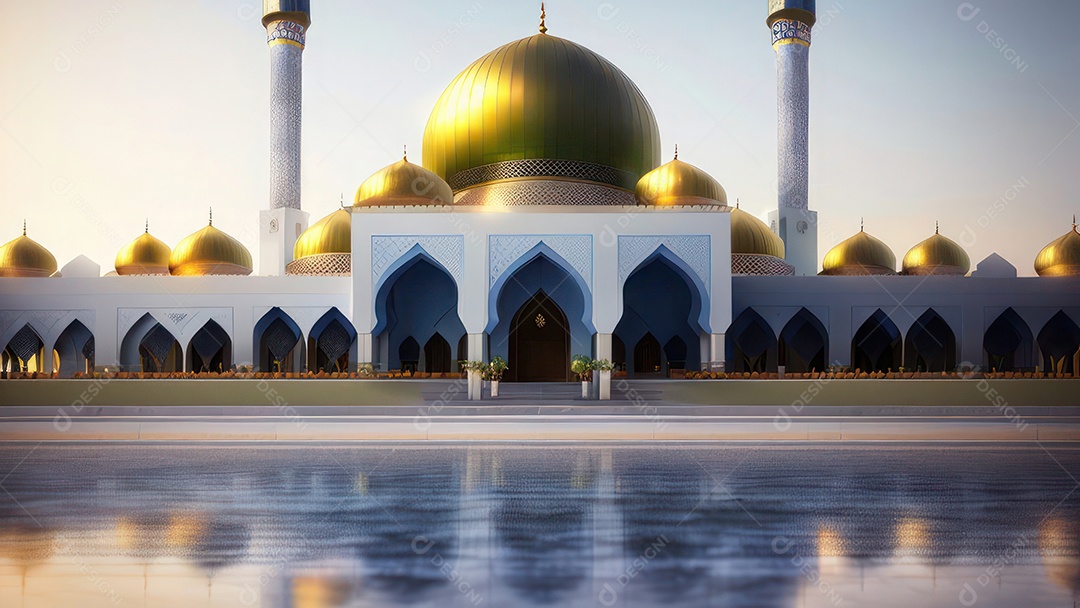 Imagem realista de uma mesquita com um portão no meio generativo ai.
