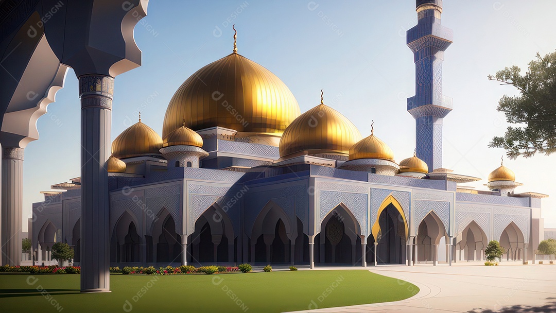 Imagem realista de uma mesquita com um portão no meio generativo ai.