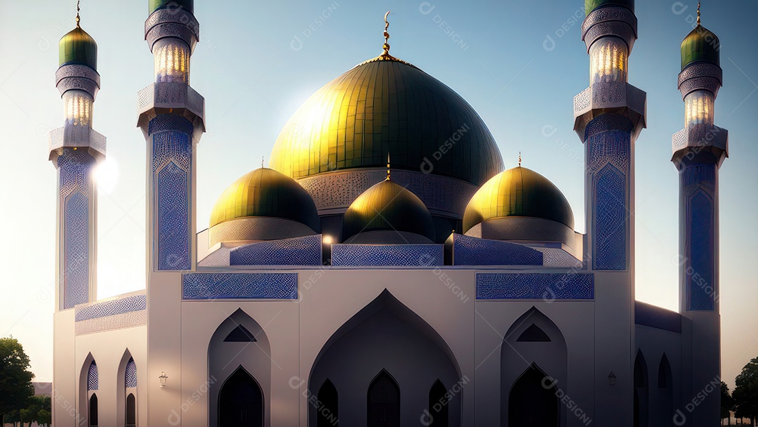 Imagem realista de uma mesquita com um portão no meio generativo ai.