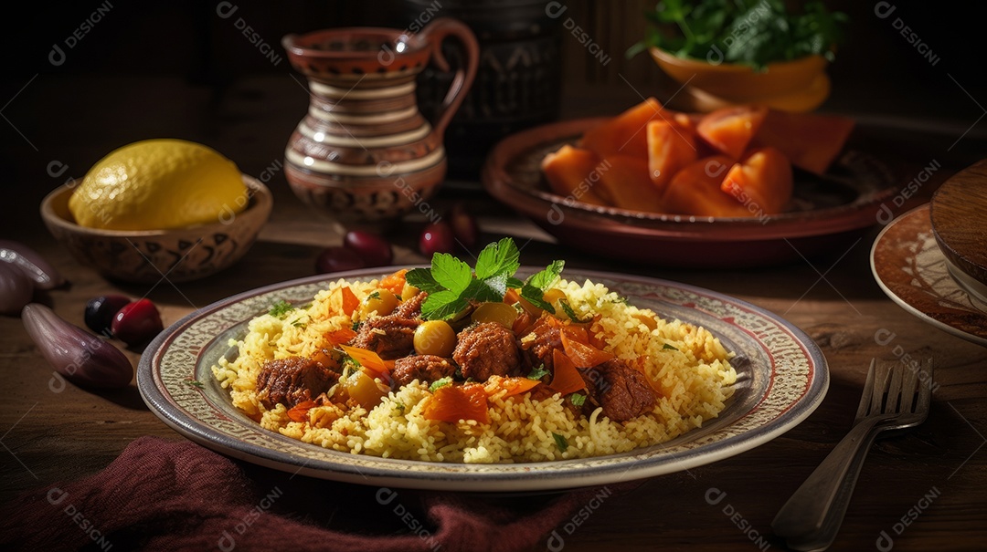 Comida islâmica IA generativa.