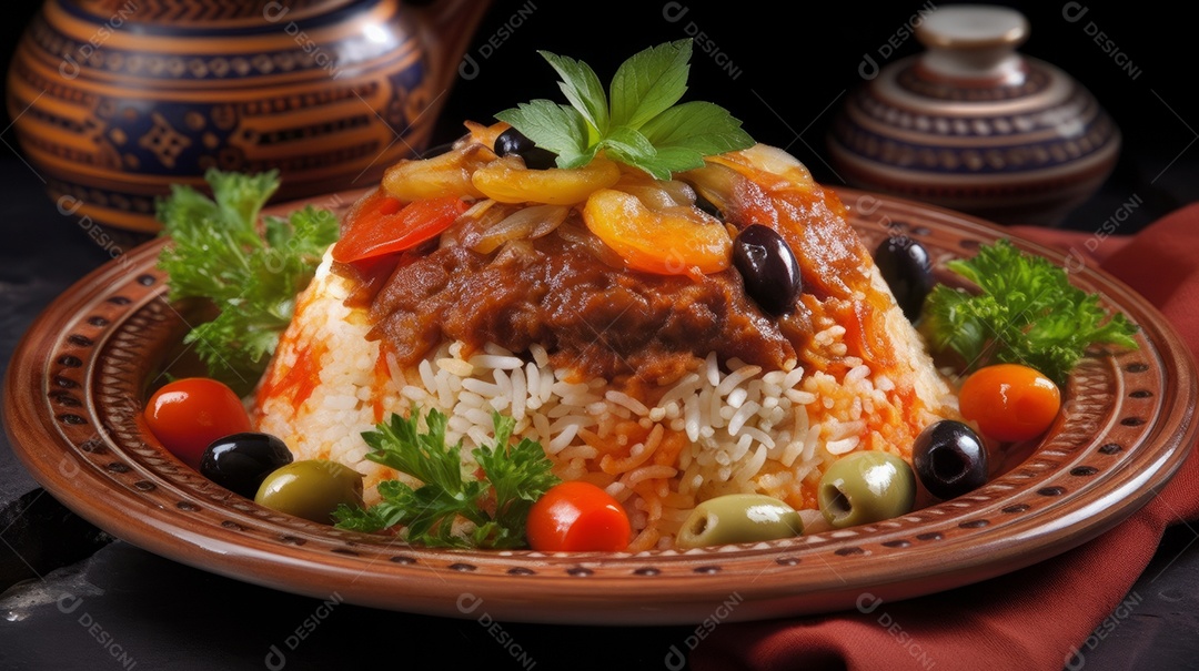 Comida islâmica IA generativa.