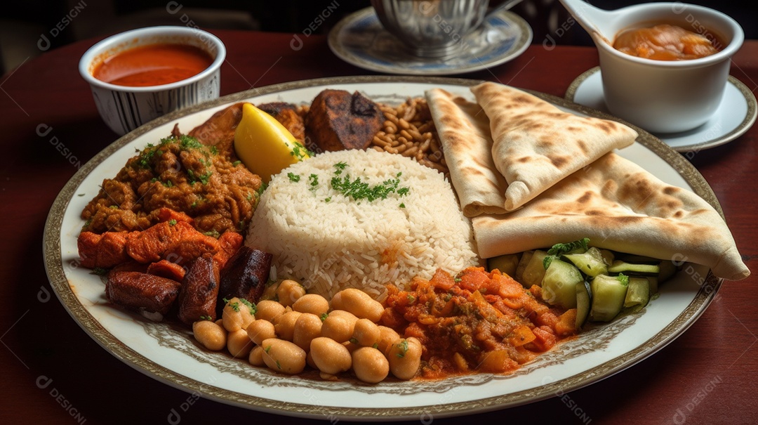 Comida islâmica IA generativa.