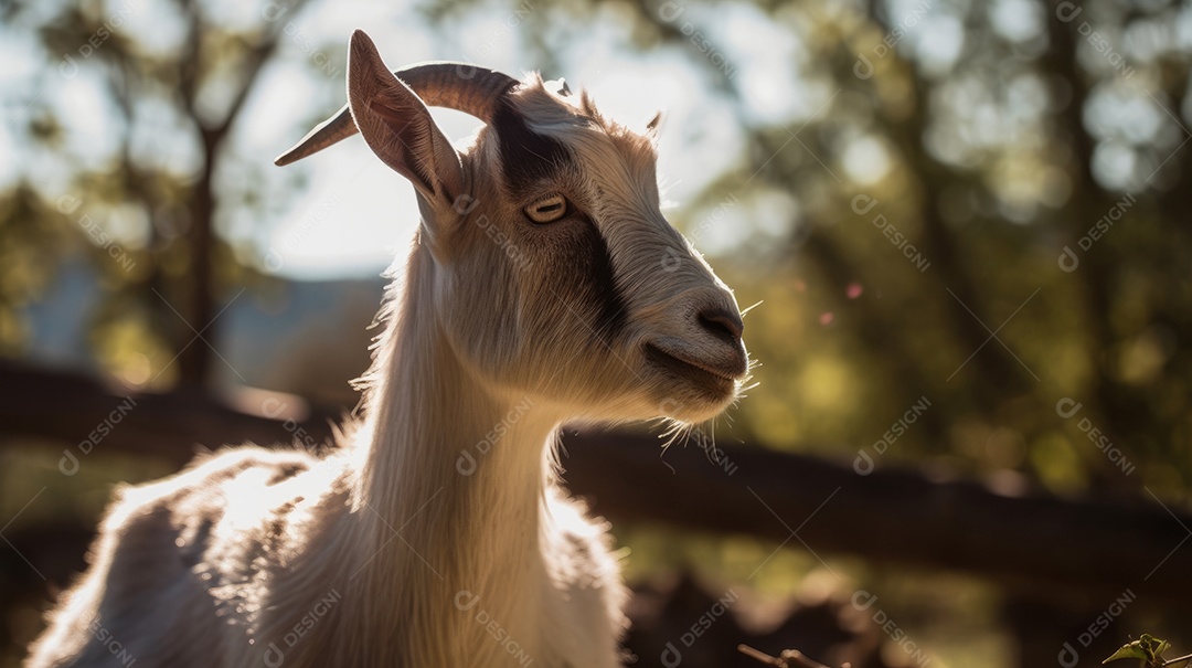 Cabra na fazenda em um dia ensolarado.