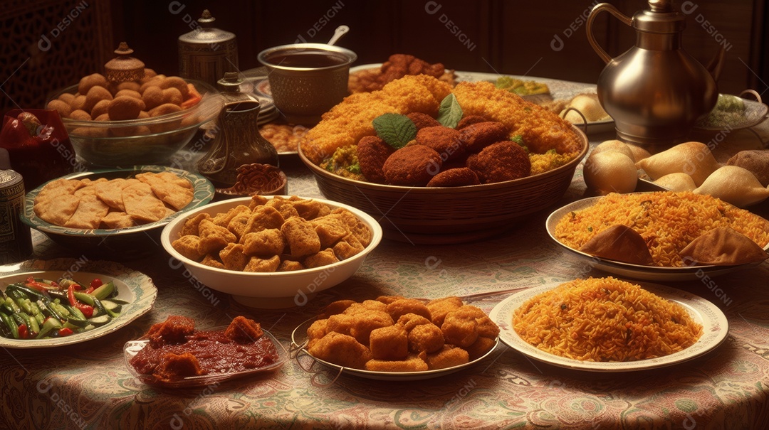 Comida islâmica IA generativa.