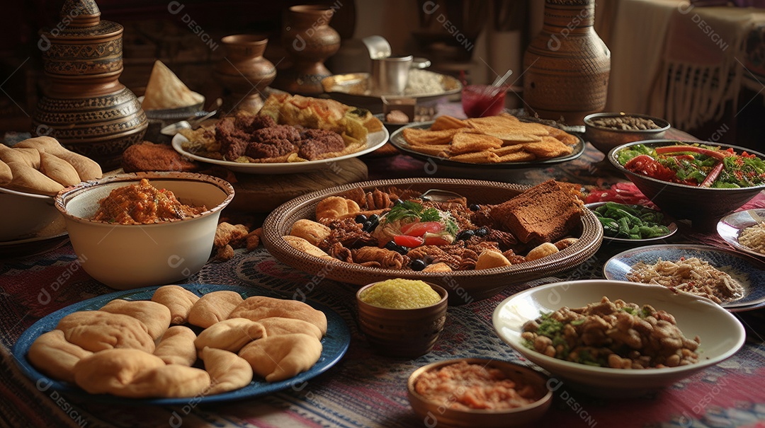 Comida islâmica IA generativa.