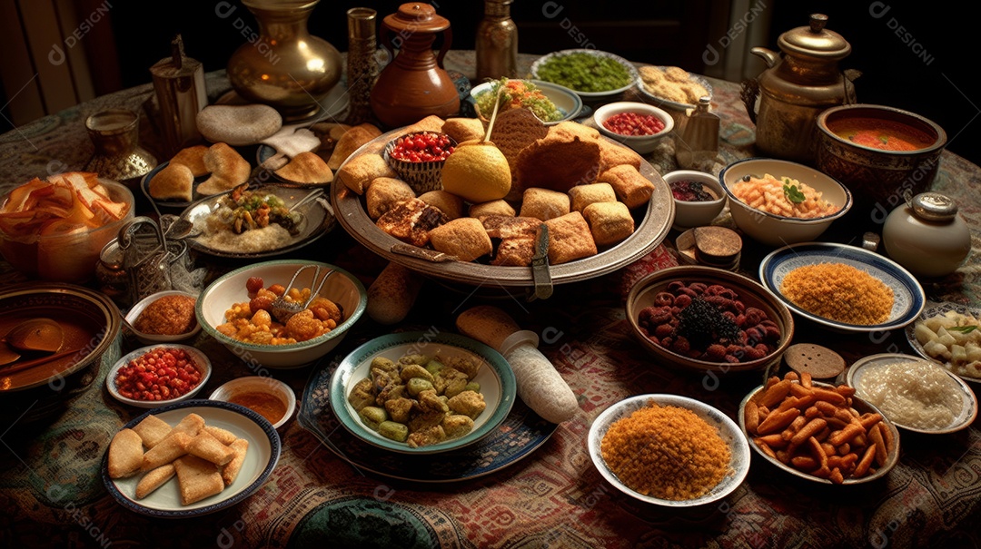 Comida islâmica IA generativa.