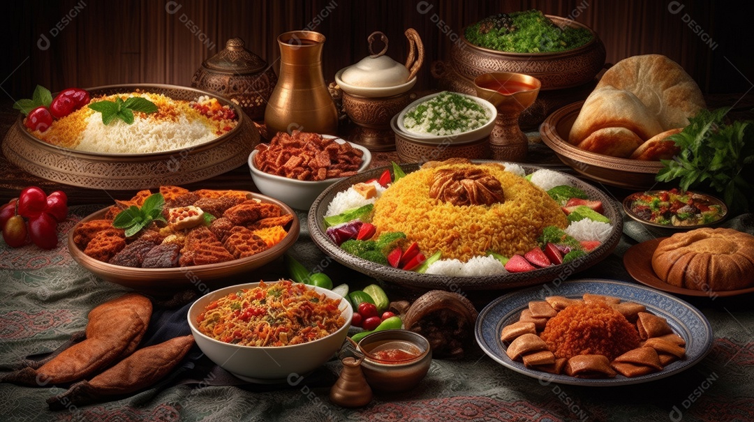 Comida islâmica IA generativa.