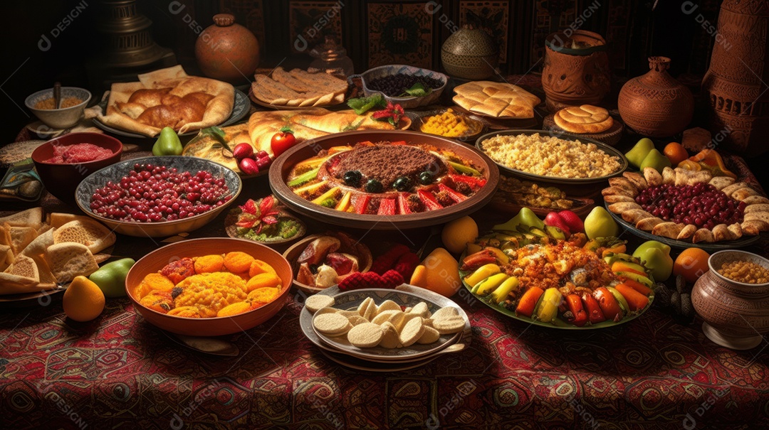 Comida islâmica IA generativa.