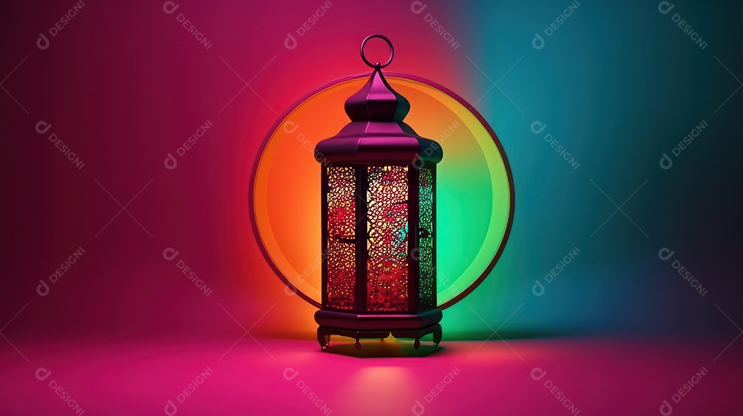 lanterna islâmica com fundo colorido para o ramadã e adha Eid al Adha a Festa do Sacrifício.