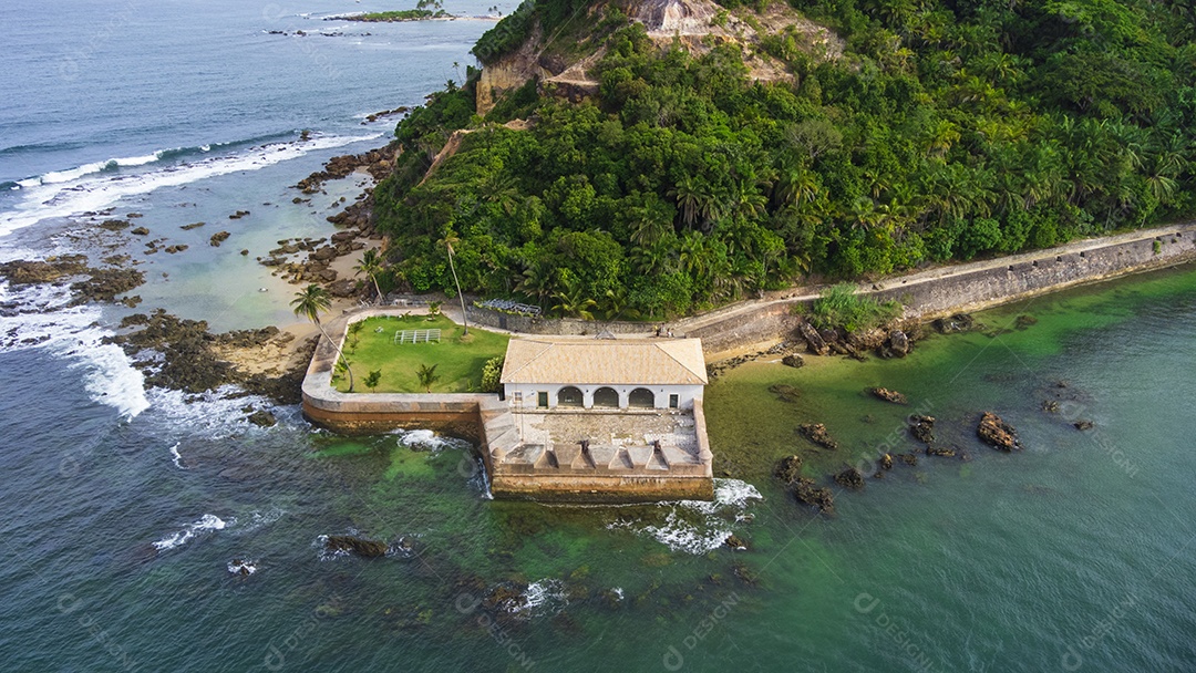 Linda vista aérea do morro de São Paulo na Bahia