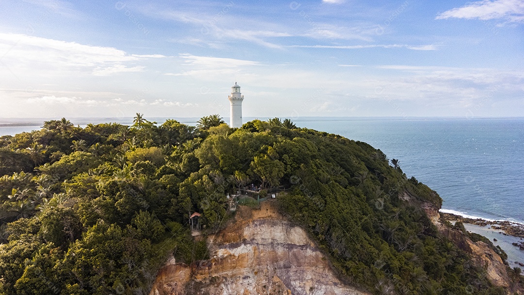 Linda vista aérea do morro de São Paulo na Bahia