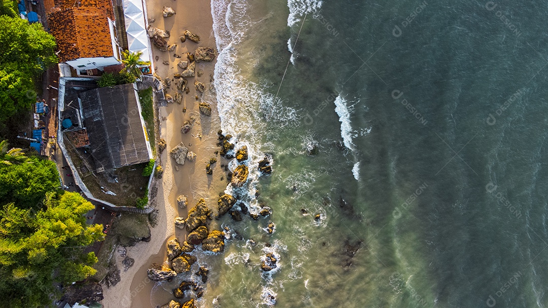 Linda vista aérea do morro de São Paulo na Bahia