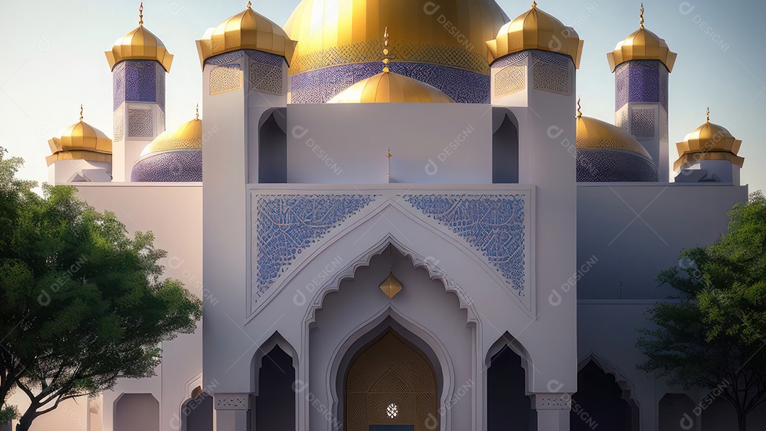 Imagem realista de uma mesquita com um portão no meio generativo ai.