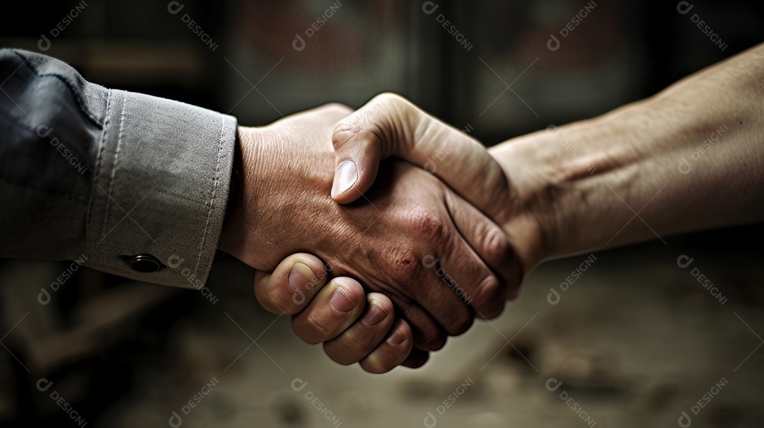 Dois empresários apertando as mãos.