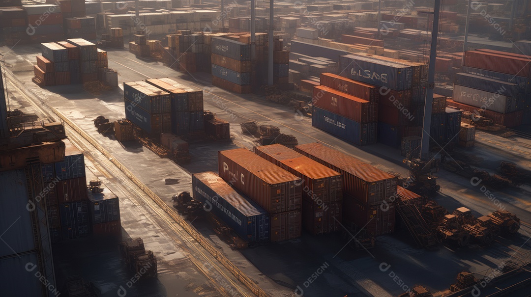 Armazenamento em pátio de contêineres importação exportação.