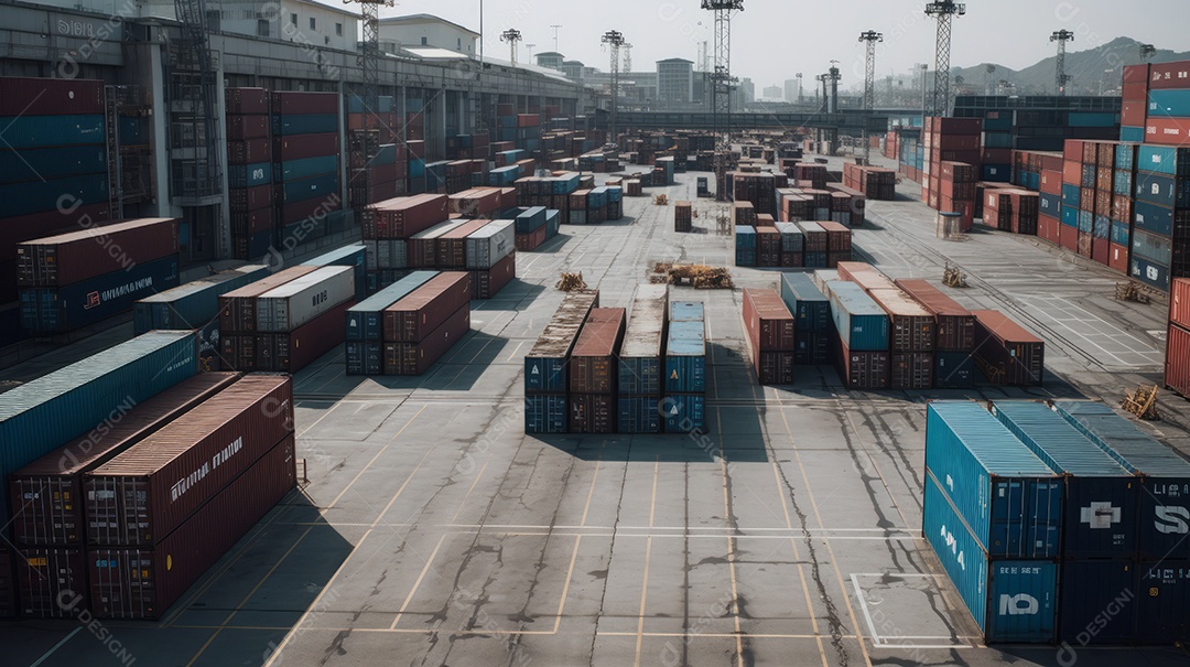 Armazenamento em pátio de contêineres importação exportação.