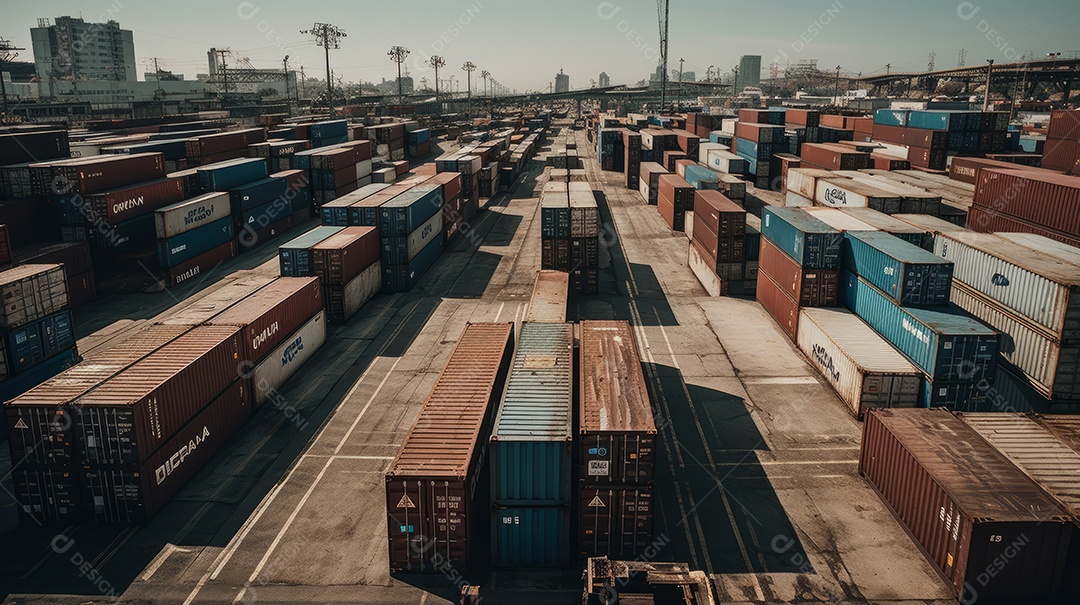 Armazenamento em pátio de contêineres importação exportação.