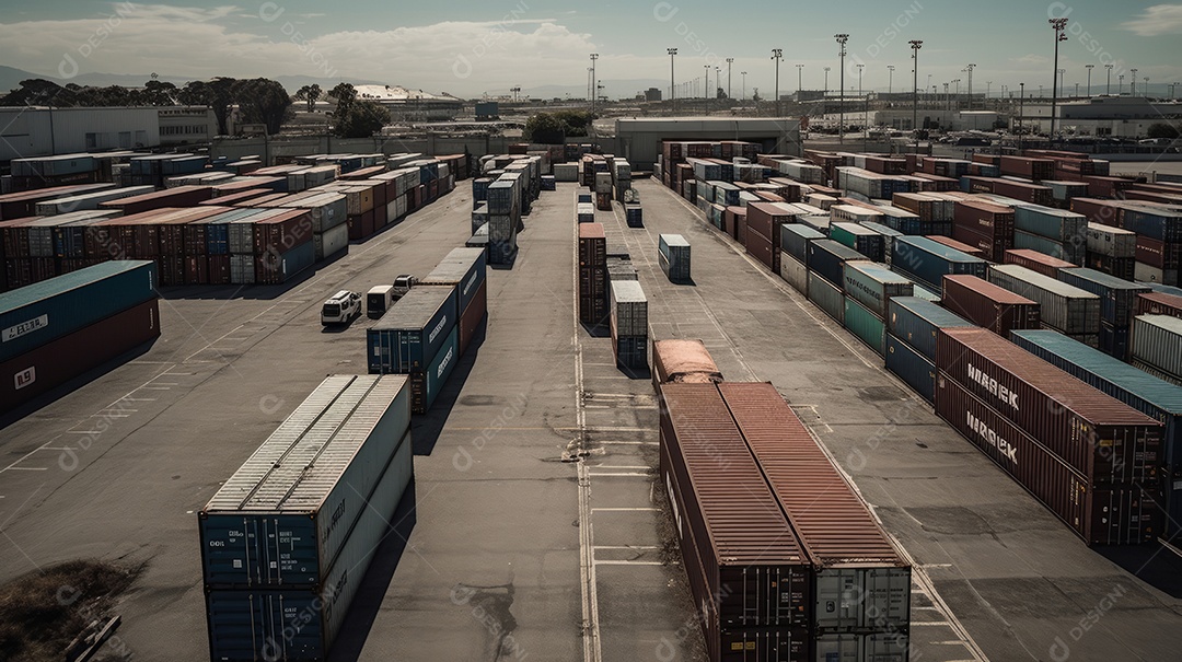 Armazenamento em pátio de contêineres importação exportação.