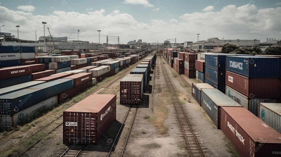 Armazenamento em pátio de contêineres importação exportação.