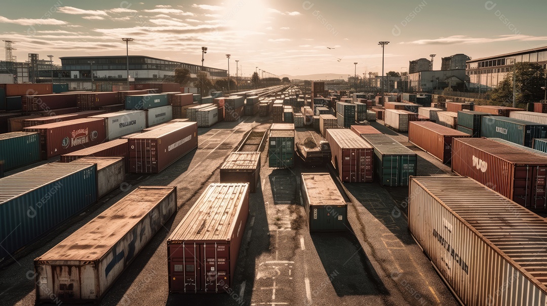 Armazenamento em pátio de contêineres importação exportação.