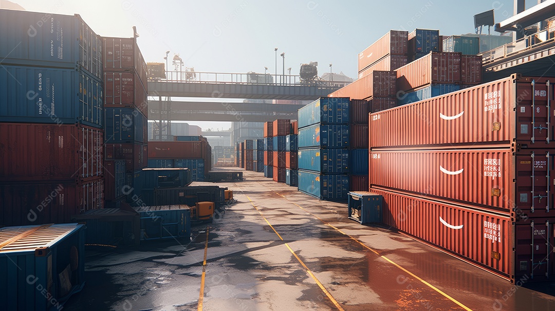 Armazenamento em pátio de contêineres importação exportação.