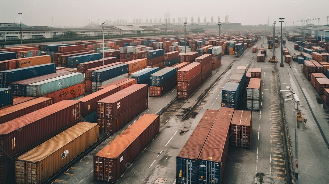 Armazenamento em pátio de contêineres importação exportação.