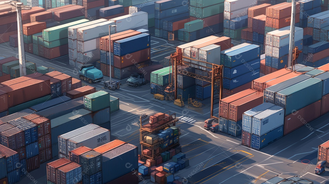 Armazenamento em pátio de contêineres importação exportação.