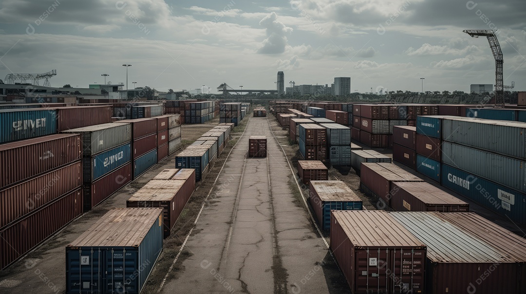 Armazenamento em pátio de contêineres importação exportação.