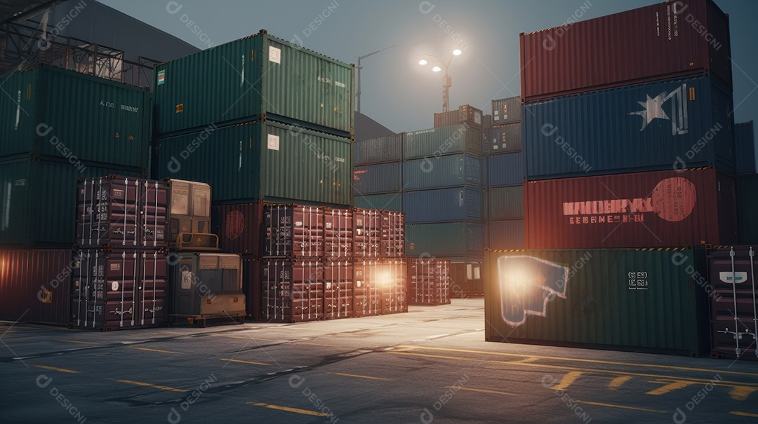 Armazenamento em pátio de contêineres importação exportação.