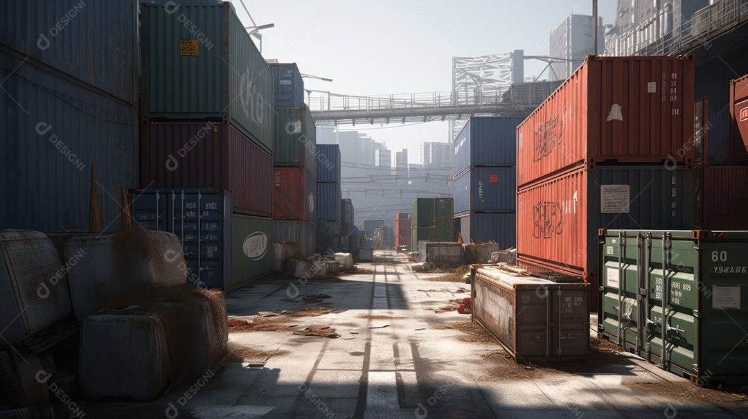Armazenamento em pátio de contêineres importação exportação.