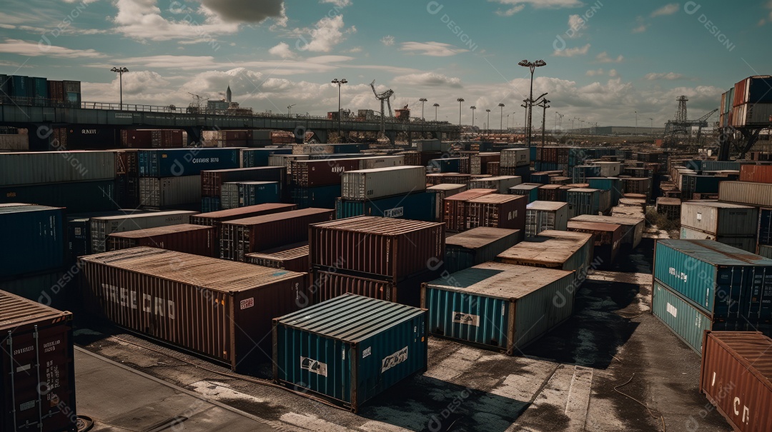 Armazenamento em pátio de contêineres importação exportação.