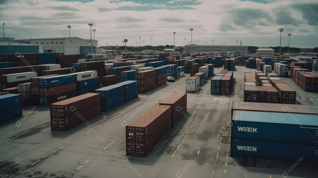 Armazenamento em pátio de contêineres importação exportação.