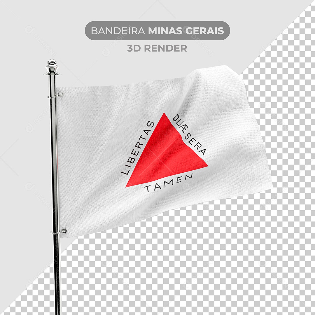 Elemento 3D Bandeira Minas Gerais Para Composição PSD