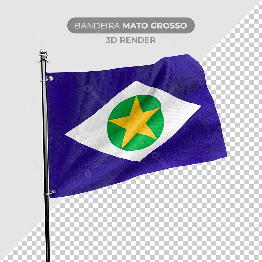 Elemento 3D Bandeira Mato Grosso Para Composição PSD